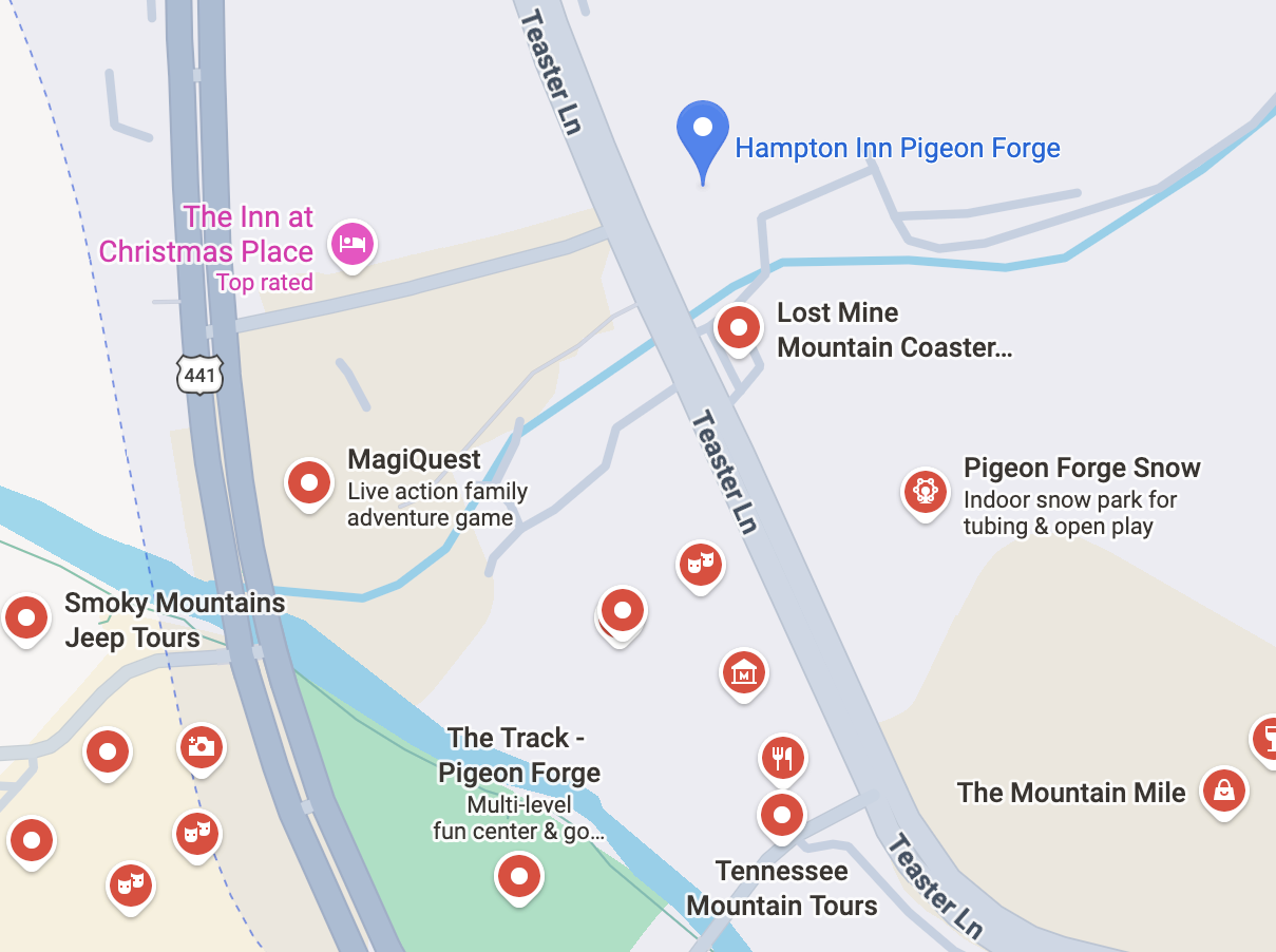Hampton Inn Pigeon Forge Teaster Lane Map Image