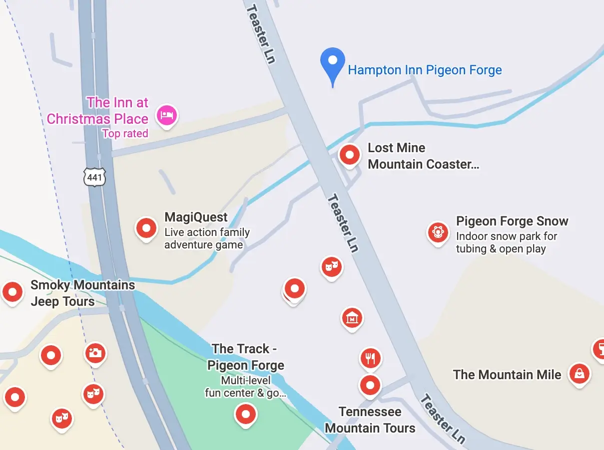Hampton Inn Pigeon Forge Teaster Lane Map Image